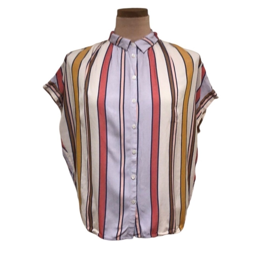 Madewell Central Shirt in Daley Stripe Small Beige Antique Beach Towel Striped